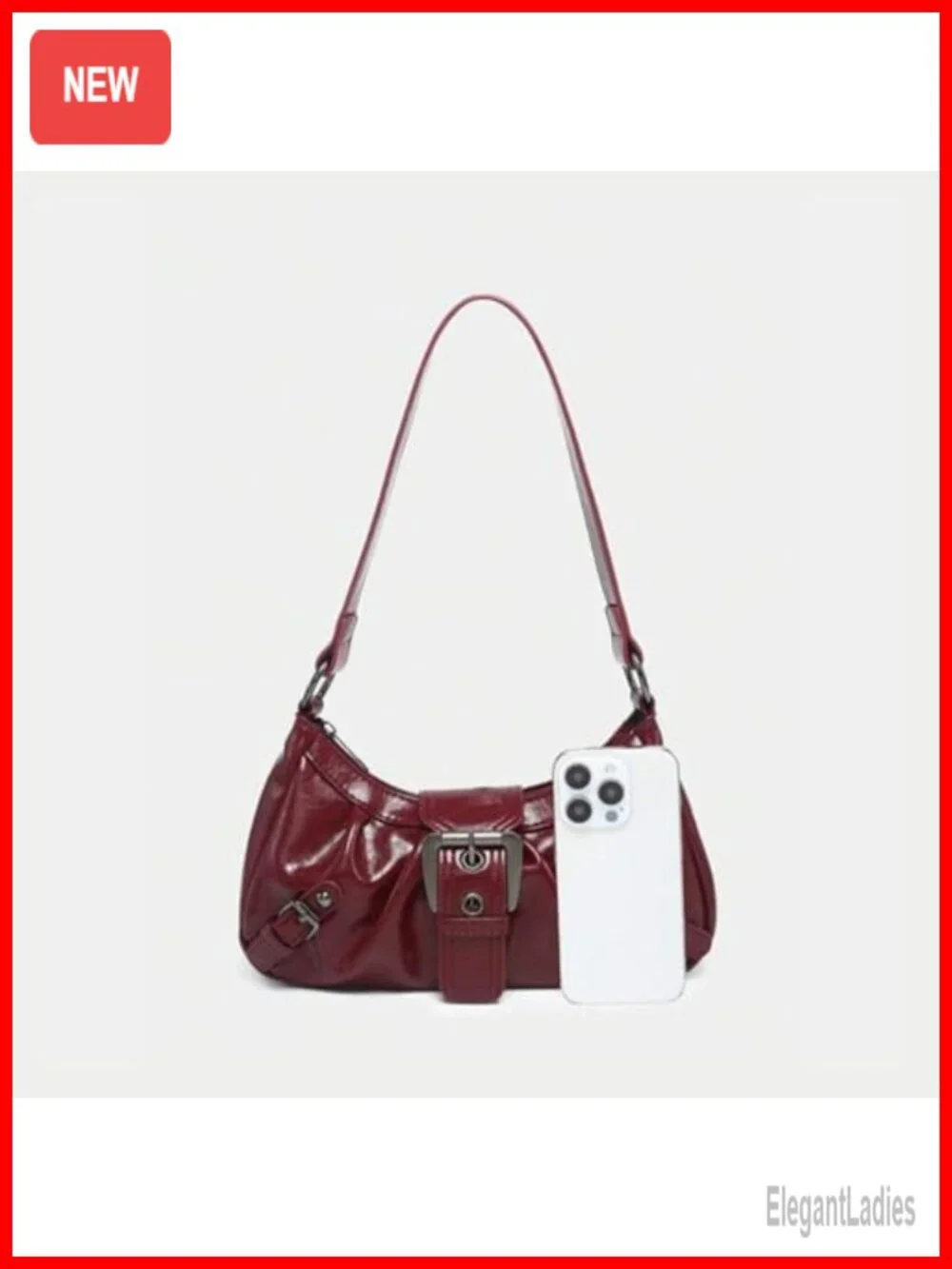 Small Hobo Bag Faux Leather Shoulder Clutch Punk Purse